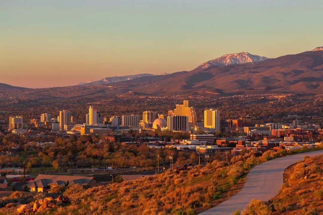 Reno cityscape and surrounding landscape